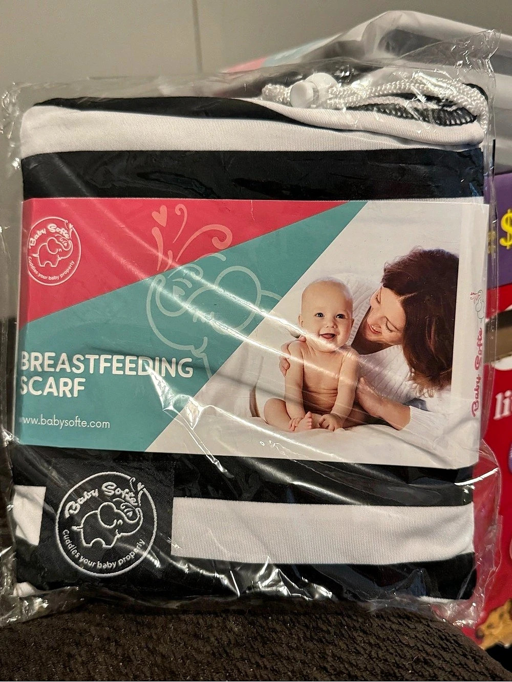 Baby Soffe Breastfeeding Scarf Black & White Striped NWT